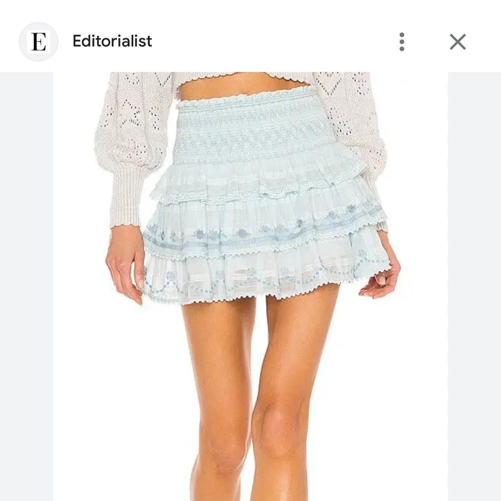 Loveshackfancy Zeta skirt in Serenity Sky XS